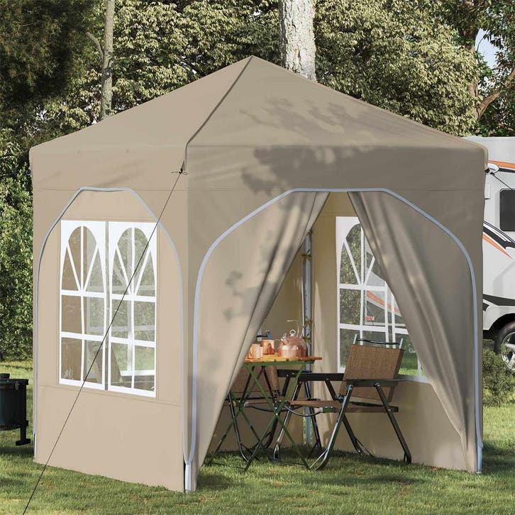 vidaXL Pop-up Feesttent 192 x 192 x 245 cm Crèmekleurig, Jardin & Terrasse, Tonnelles, Envoi