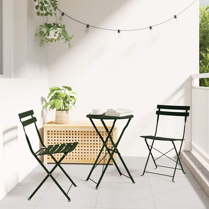 vidaXL Opvouwbare Bistroset 3 st Bossen Staal, Tuin en Terras, Tuinsets en Loungesets, Nieuw, Verzenden