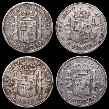 Spanje. Gobierno Provisional-Alfonso XII. 2 Pesetas 1870