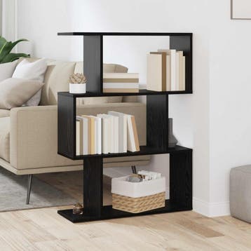 vidaXL Boekenkast 3-laags 70 x 24 x 97 cm Bewerkt hout Zwart, Huis en Inrichting, Kasten | Boekenkasten, Verzenden, Nieuw