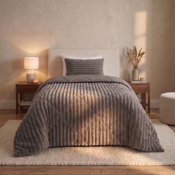 Lazy all-in-one dekbed ribstof - donkerbruin - 140 x 200 cm, Huis en Inrichting, Verzenden, Nieuw