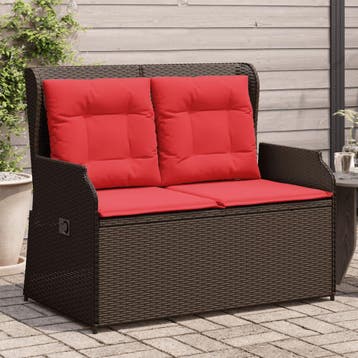 vidaXL Ligbank voor in de tuin met kussens bruin poly rattan, Verzenden, Nieuw