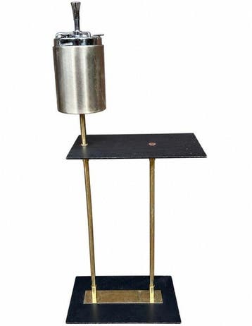 Asbak - Metaal - Vintage staande rookstandaard met asbak,, Antiek en Kunst