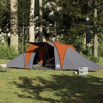 vidaXL Koepeltent 6-persoons waterdicht grijs en oranje, Caravans en Kamperen, Verzenden, Nieuw