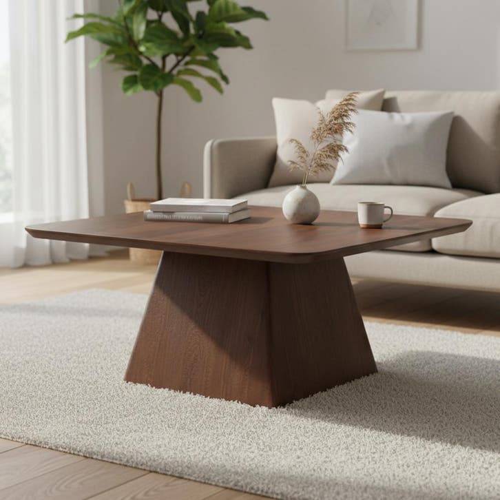 Salontafel Mangohout Salontafel Mick Vierkant Bruin 80x80 cm, Huis en Inrichting, Tafels | Salontafels, Nieuw, Overige houtsoorten