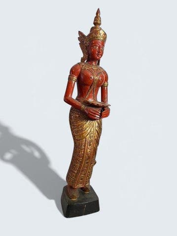 Zeer groot handgesneden houten Boeddhistisch-beeld – 113 cm