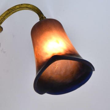 Wandlamp - Glas, verguld brons
