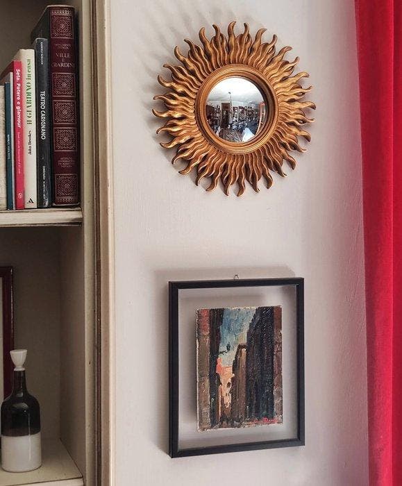 Wandspiegel- Witchs Eye / Butler - Glas, Hars - Convex Sun, Antiquités & Art, Curiosités & Brocante