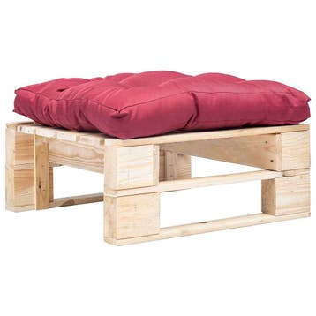 vidaXL Tuinpoef met rood kussen pallet hout naturel, Verzenden