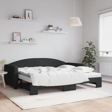 vidaXL Slaapbank met onderschuifbed en matrassen 90x200 cm, Verzenden, Nieuw