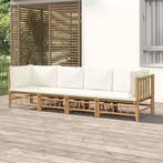 vidaXL 4-delige Loungeset met kussens bamboe crèmewit, Verzenden, Loungeset