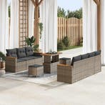 vidaXL Tuinbank Set met kussen 14 pcs Grijs poly rattan, Tuin en Terras, Verzenden, Nieuw