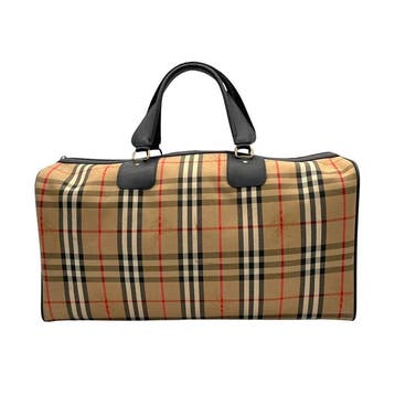 Burberry - Vintage Nova Check Canvas & Leather Boston Bag -, Nieuw