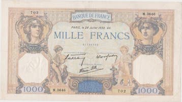 1939 France Frankreich Fay 38/25 1 000 Francs Ceres en Me..., Verzenden