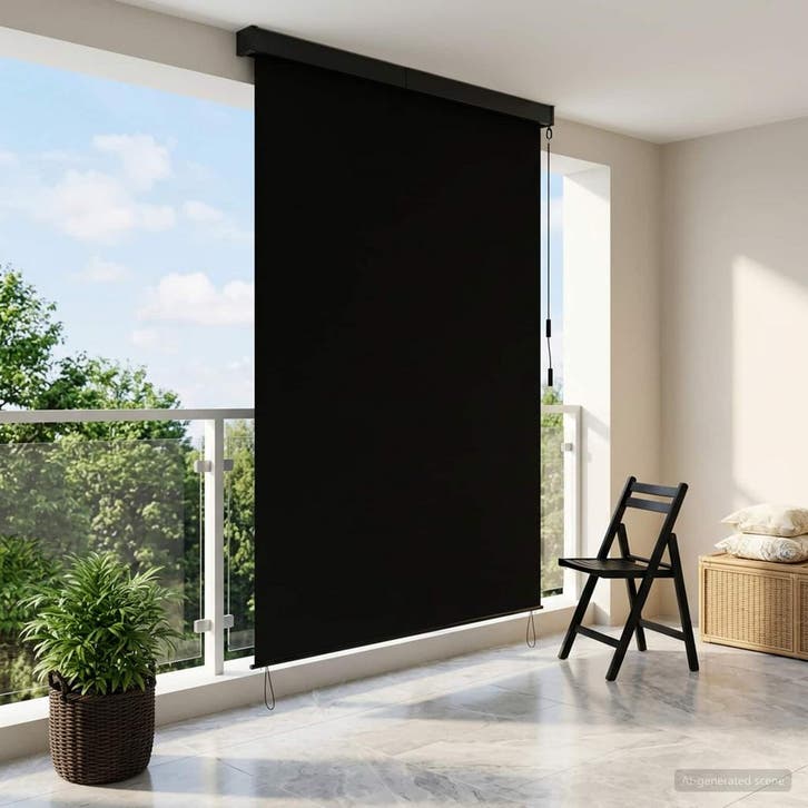 vidaXL Rolgordijn Zwart 60 x 250 cm Stof en Aluminium, Huis en Inrichting, Stoffering | Gordijnen en Lamellen, Nieuw, Verzenden