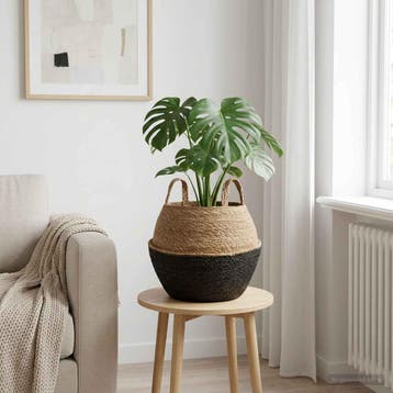 vidaXL Plantenpot met handvatten Zwart Ø 32 x 32 cm 100%, Tuin en Terras, Verzenden, Nieuw