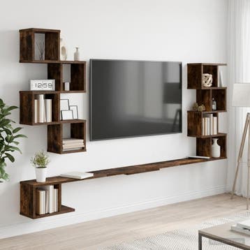 vidaXL Wandgemonteerd TV Rek Gerookt eiken 200 x 15 x 94 cm, Huis en Inrichting, Verzenden, Nieuw