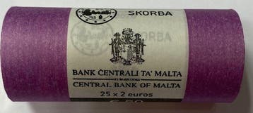 Malta. 2 Euro 2020 Skorba (25 pieces) in roll (Zonder