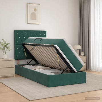 vidaXL Opslag bed met matras Donkergroen 100 x 200 cm, Verzenden