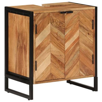 vidaXL Badkamerkast 55x35x60 cm massief acaciahout en ijzer, Verzenden