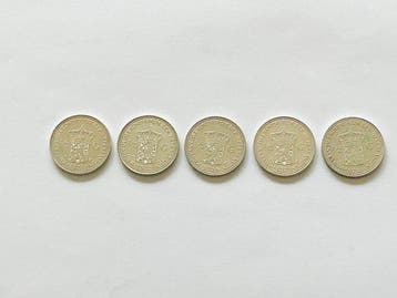 Pays-Bas. Wilhelmina. 1/2 Gulden 1921–1930 lot van 5