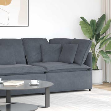 vidaXL Modulaire hoekbank met kussens 100 cm donkergrijs, Verzenden