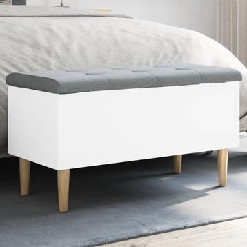 vidaXL Opbergbankje 82x42x46 cm bewerkt hout wit, Verzenden, Nieuw
