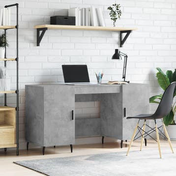 vidaXL Bureau 140x50x75 cm bewerkt hout betongrijs, Verzenden