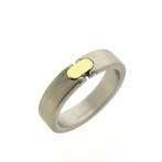 Pequignet bicolor stalen ring met geelgoud, Gebruikt, Overige kleuren, Ophalen of Verzenden, 17 tot 18