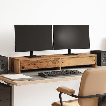 vidaXL Monitorstandaard met lades 100x27x15 cm hout oud, Computers en Software, Verzenden, Nieuw