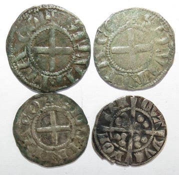 Frankrijk. Lot de 4 monnaies féodales (Prieuré de Souvigny &