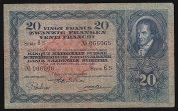 Suisse Schweiz Pick 39 d 20 Franken 22/06/1933, Verzenden, België