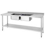 Spoeltafel | RVS | 2 Spoelbakken (Midden) + Afdruipvlakken, Verzenden, Nieuw in verpakking