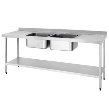 Spoeltafel | RVS | 2 Spoelbakken (Midden) + Afdruipvlakken, Verzenden, Nieuw in verpakking