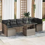 vidaXL Tuinbank Set met kussen 8 pcs Grijs poly rattan, Tuin en Terras, Tuinsets en Loungesets, Verzenden, Nieuw
