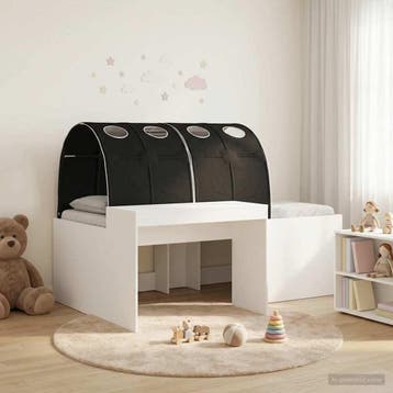 vidaXL Bedframe met tunnel met plank 3 pcs Wit en zwart, Verzenden