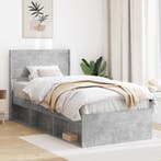vidaXL Bedframe met opbergruimte en hoofdbord Betongrijs 90, Huis en Inrichting, Slaapkamer | Bedden, Verzenden, Nieuw