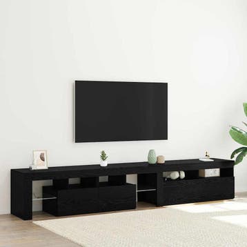 vidaXL TV Kast 2 pcs Zwart Eiken Bewerkt hout, Verzenden, Nieuw