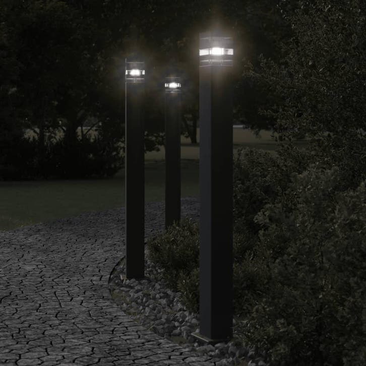 vidaXL Buitenvloerlamp 110 cm aluminium zwart, Tuin en Terras, Buitenverlichting, Nieuw, Verzenden