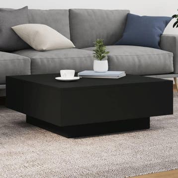 vidaXL Salontafel met LED-verlichting 80x80x31 cm zwarty, Verzenden