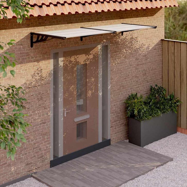 vidaXL Deurluifel 239x90 cm polycarbonaat zwart en, Tuin en Terras, Zonneschermen, Nieuw, Verzenden