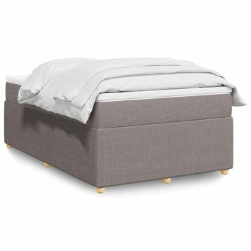 vidaXL Boxspring met matras stof taupe 120x200 cm, Verzenden