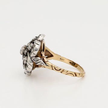 Ring - 14 karaat Geel goud, Zilver - Roos diamant, Nieuw