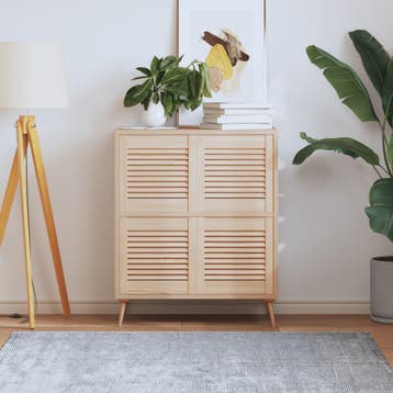 vidaXL Kastdeuren met lamellen 4 st 39,5x39,4 cm massief, Verzenden