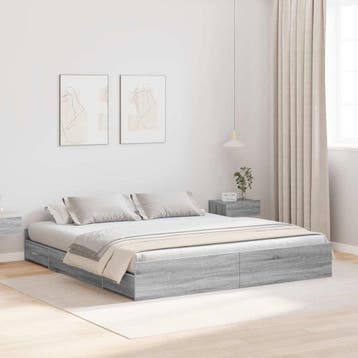 vidaXL Opbergbedframe met lade Grijs Sonoma 180 x 200 cm, Verzenden