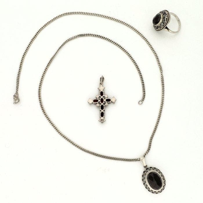 Sans prix de réserve - Ensemble de bijoux 3 pièces Argent -, Handtassen en Accessoires, Antieke sieraden