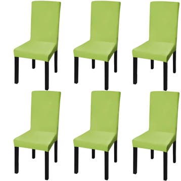 vidaXL Stoelhoezen 6 st stretch recht groen, Verzenden, Nieuw