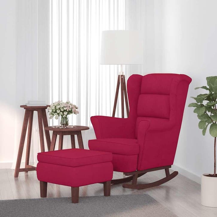 vidaXL Schommelstoel met oorleuning, wijnrood fluweel, Huis en Inrichting, Stoelen, Nieuw, Verzenden