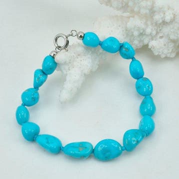 Turquoise - Zilver - Armband - Turkoois natuurlijk Arizona