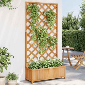 vidaXL Plantenbak met latwerk 90x35x180 cm massief vurenhout, Verzenden, Nieuw
